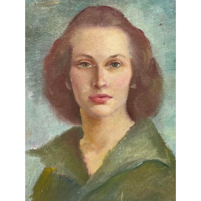 Vintage 1952 Original Oil Portrait on Board For Sale - Image 9 of 12