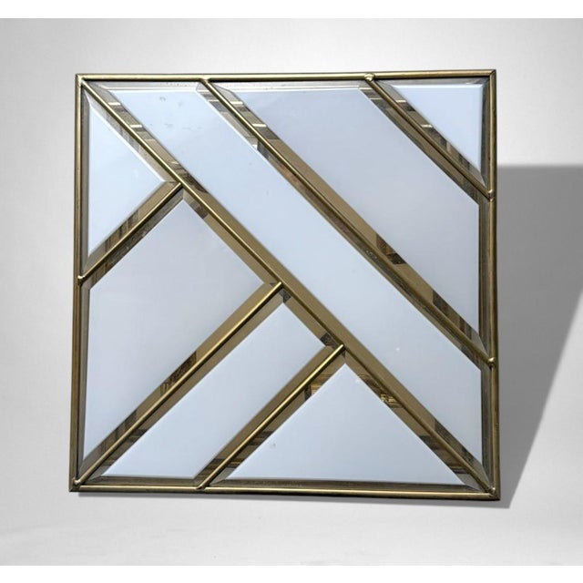 Mid 20th Century Italian Opaline Glass and Brass Flush Mount Ceiling Light For Sale - Image 9 of 18