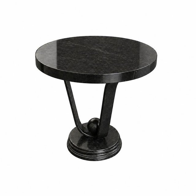 Black Round Black Wooden Table, 1980s For Sale - Image 8 of 8