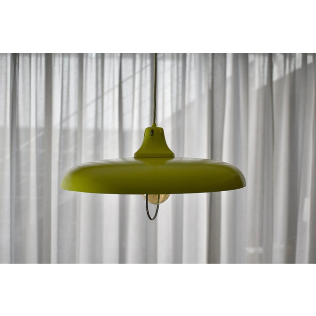 Green 1950's Italian Mid-Century Adjustable Pendant by Stilux For Sale - Image 8 of 9