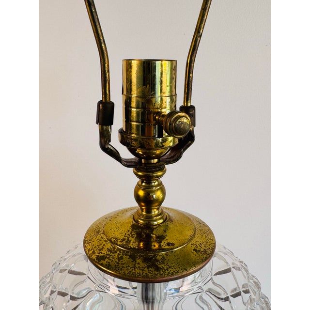 1990s Vintage 1990s Waterford Crystal Belline Table Lamp W/ Brass Accents For Sale - Image 5 of 10