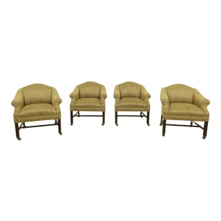 Set of 4 Jessica Charles Upholstered Club Chairs For Sale
