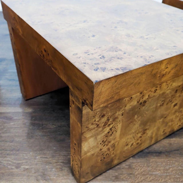 2020s Frontgate Three-Piece Burlwood Veneer Coffee Table For Sale - Image 5 of 6