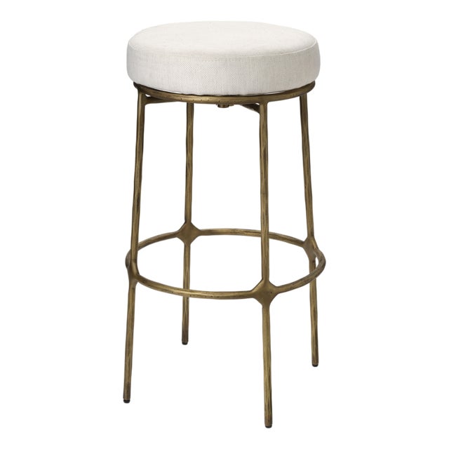 Jamie Young Asteria Iron Bar Stool, Antique Brass For Sale
