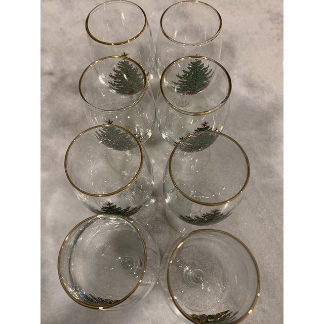 Spode Christmas Tree Wine Glasses With Gold Rim, Set of 8 For Sale - Image 10 of 11