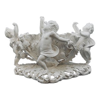 Large Antique Blanc De Chine Porcelain Cherub Centrepiece Bowl from T. Goode & Co. London, 1900 For Sale
