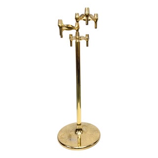 Large Floor Base Candleholder for BMF Combination Chandeliers in Gold-Plated Metal, 1970s For Sale