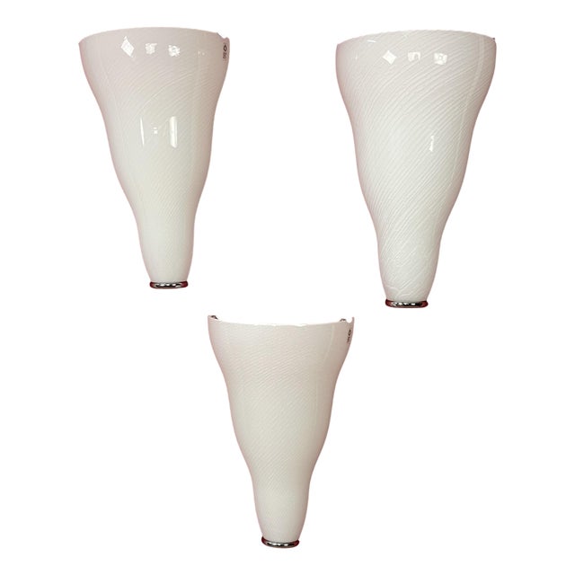 Large Murano Glass Wall Lamps from Leucos, 1980s, Set of 3 For Sale