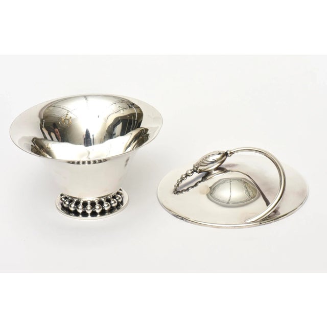 Vintage Silverplate Georg Jensen Style Covered Box, Sugar Bowl or Serving Bowl For Sale - Image 4 of 9