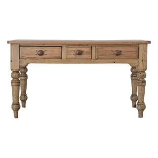 Antique English Pine Console Table or Desk For Sale