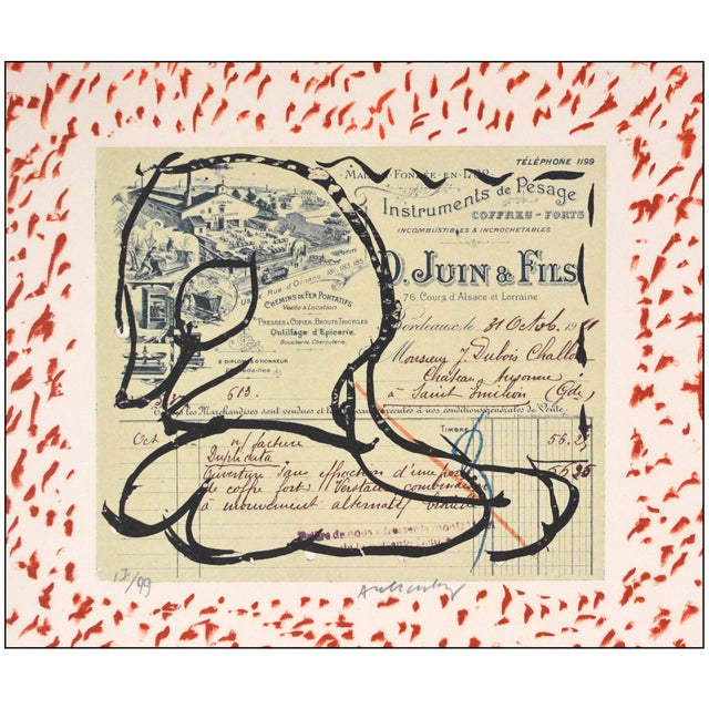 Pierre Alechinsky 1978 Juin Et Fils Abstract Red Lithograph Pierre Alechinsky For Sale - Image 4 of 8