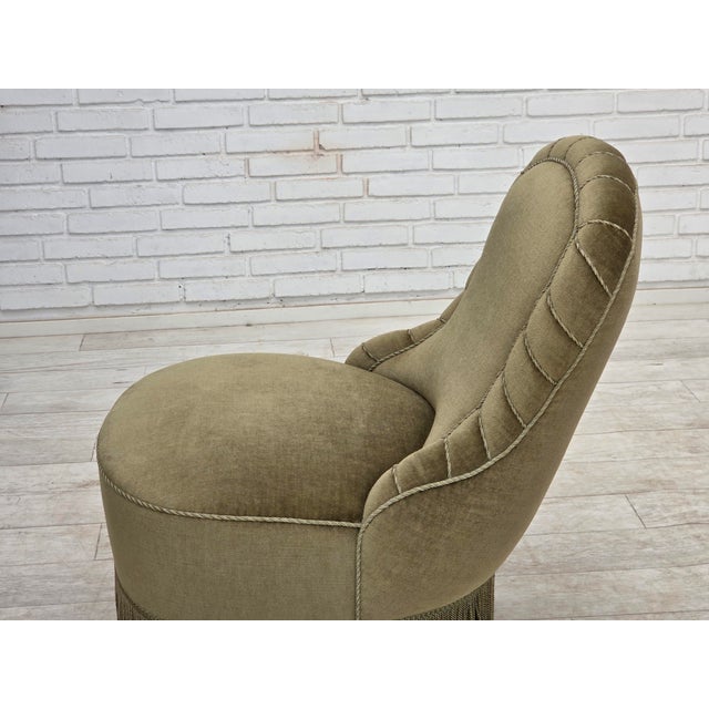 Danish Easy Chair in Green Furniture Velour, 1960s For Sale - Image 12 of 16