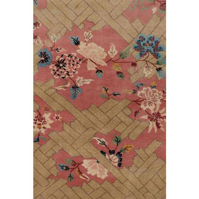Art Deco 2010s Rug & Kilim’s Chinese Style Art Deco Rug in Pink With Colorful Florals For Sale - Image 3 of 7
