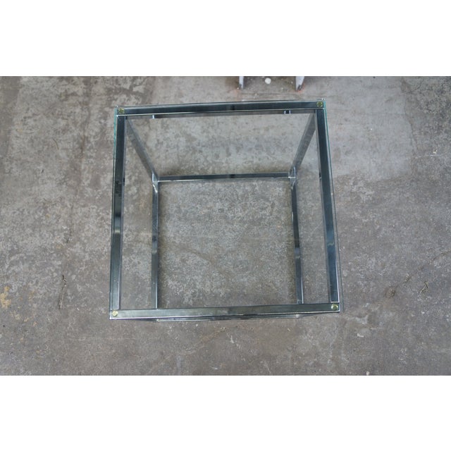 Small Modernist Chrome and Glass Cube Modern Side End Table For Sale - Image 9 of 10