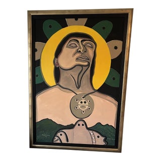 Puerto Rican Fine Art Painting “Cacique Jayuya” by Victor Bodón Cotto, 1999 – Large Signed Oil on Canvas For Sale