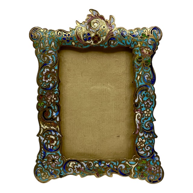 Antique Cloisonné Bronze Frame, 1890s For Sale
