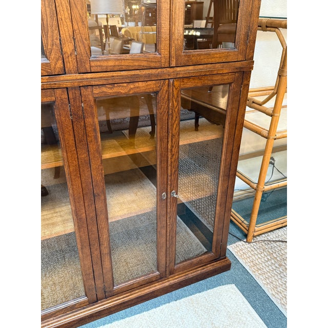 Brown Crate & Barrel Glass Display Shelving Cabinet For Sale - Image 8 of 13