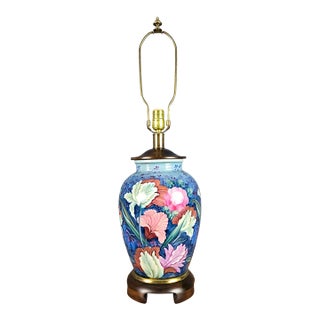 1990s Frederick Cooper Porcelain Hand Painted Flowers Table Lamp For Sale