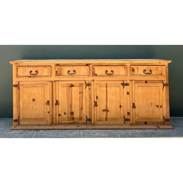 Vintage Knotty Pine Long Credenza For Sale - Image 10 of 12