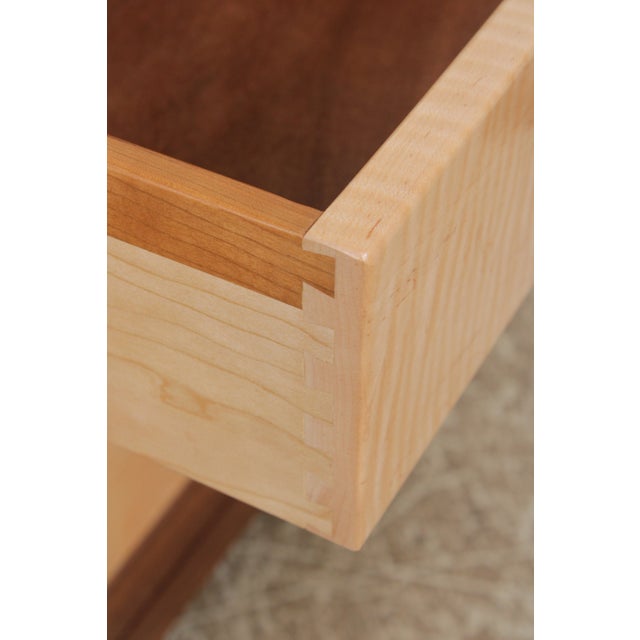 Wood Pair of Studio Crafted Tiger Maple & Walnut Nightstands For Sale - Image 7 of 14