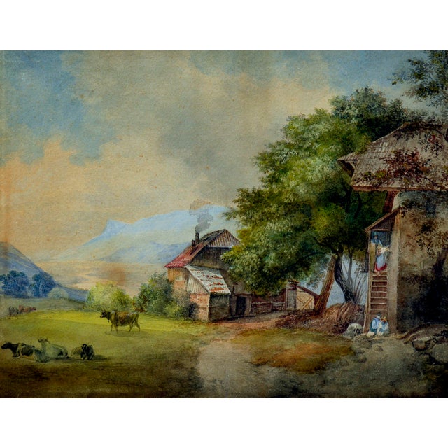 Late 19th Century Swiss Farm Scene Landscape For Sale - Image 4 of 7