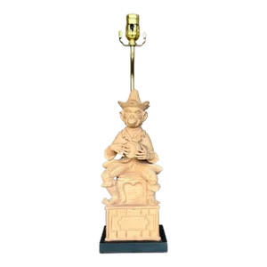Vintage Terra Cotta Monkey Lamp