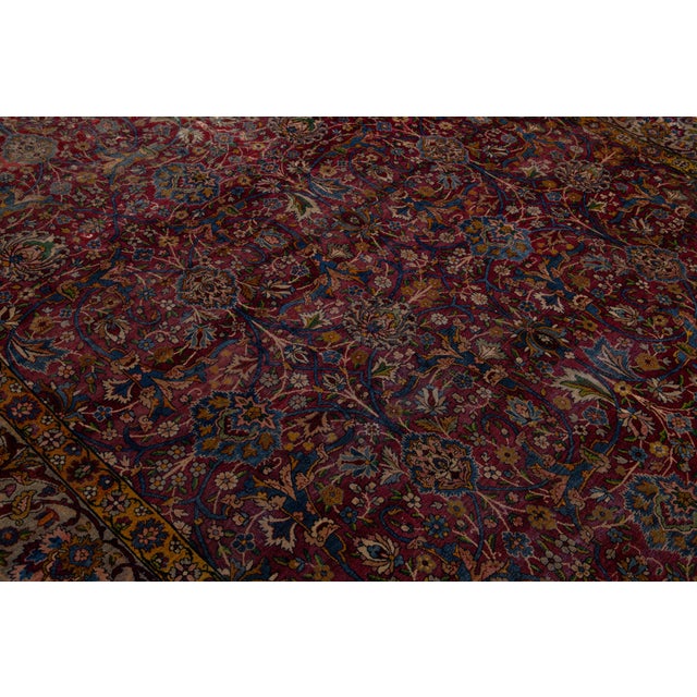 1880s Antique Persian Tabriz Wool Rug With Classic Floral Design in Red For Sale In New York - Image 6 of 11