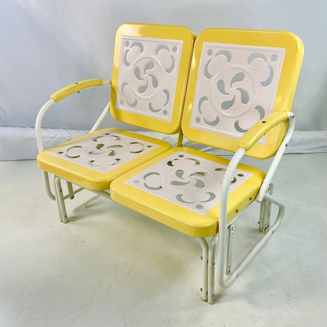 1970s Vintage Americana Boho Chic Glider Outdoor Loveseat. For Sale - Image 6 of 14