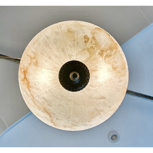 1970s French Directoire Style Alabaster Flushmount Ceiling Light For Sale - Image 15 of 16