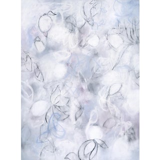 "Float No.14 -Light Lavender Suspension" - Vertical Textured Abstract Drawing on Paper For Sale