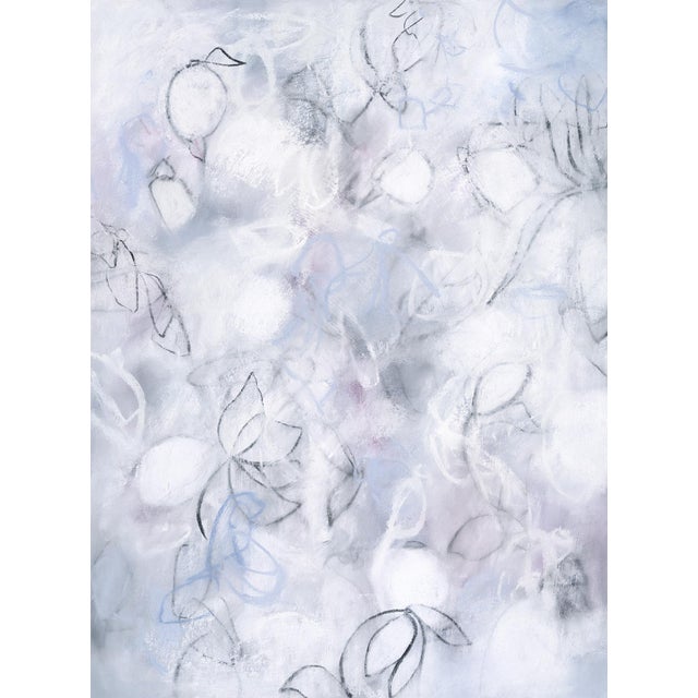 Float No.14 - Vertical Textured Abstract Drawing on Paper in Soft Lavender For Sale
