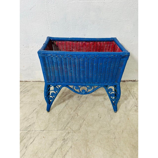Wood Vintage Wicker Planter For Sale - Image 7 of 7