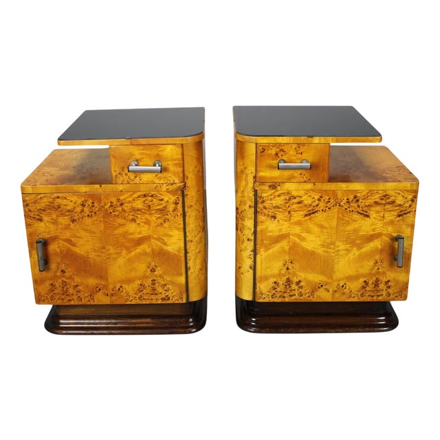 Mid-Century Modern Bedside Tables by Jindřich Halabala, Czechoslovakia, 1950s, Set of 2 For Sale