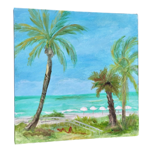 Coastal “Beach Days Sanibel” Acrylic Landscape Painting on Canvas by Milly Pereira