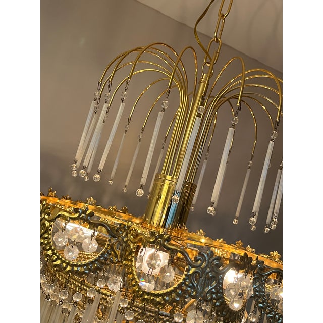 Glass Italian Opaline Rod Chandelier, 1980s For Sale - Image 7 of 15