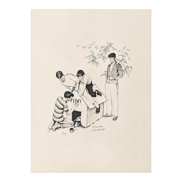 Norman Rockwell, Fido's House (Framed, Hand Signed Lithograph), 1973 For Sale