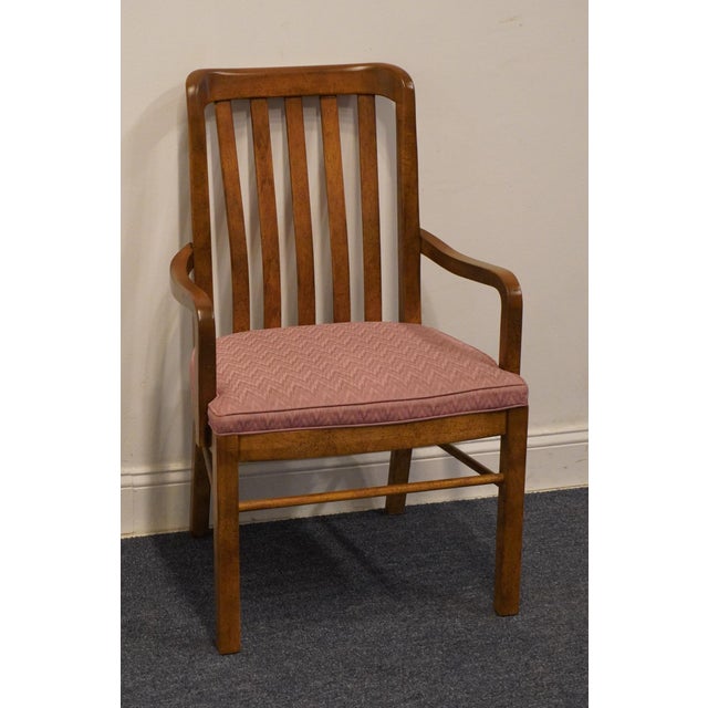 Drexel Drexel Furniture Woodbriar Collection Rustic European Slat Back Dining Arm Chair For Sale - Image 4 of 9