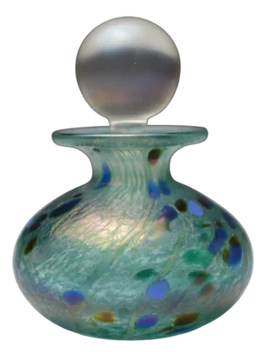 Iridescent Green and Blue Glass Perfume Bottle from Isle of Wight Studio, England, 1970s