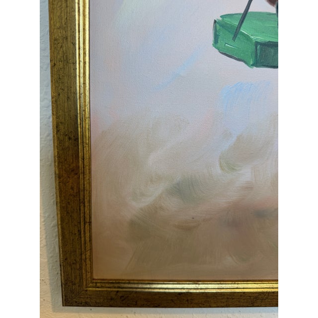 Paint Late 20th Century Oil Painting Clown on Swing Signed L. Angeli Colorful Figurative Art Circus For Sale - Image 7 of 12