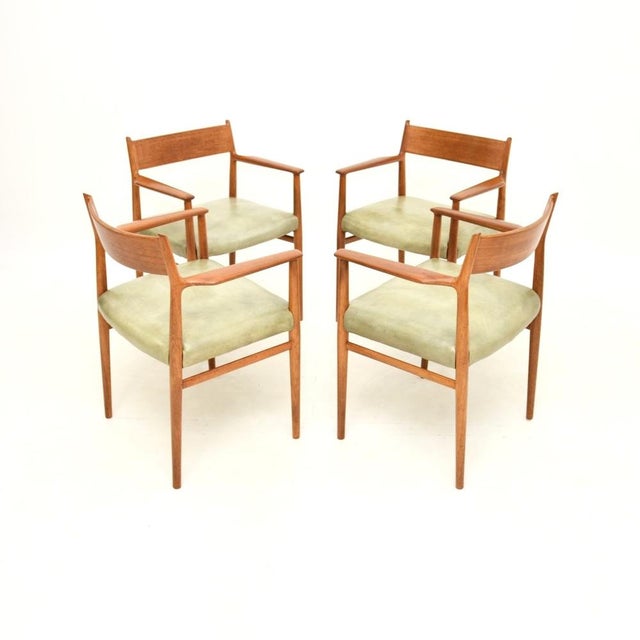 Mid-Century Modern Vintage Danish Teak and Leather Dining Chairs by Arne Vodder from Sibast, 1960s, Set of 4 For Sale - Image 3 of 9