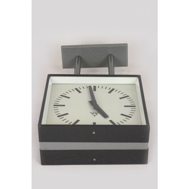 Industrial Large Double-Sided Railway Clock from Pragotron, 1980s For Sale - Image 3 of 18