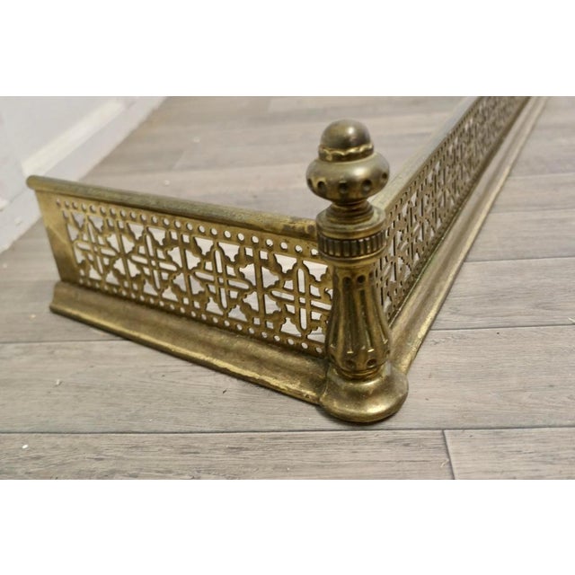 Victorian Arts and Crafts Pierced Brass Fender For Sale - Image 5 of 7