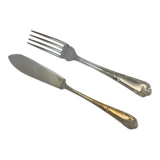 1980s Silver 1 Pair Fish Eaters, Fish Fork & Fish Knife, La Regence For Sale