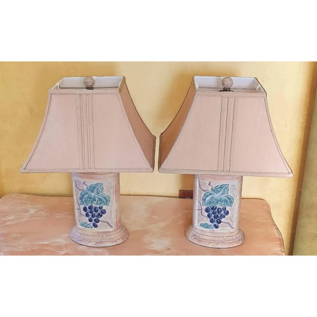 Hollywood Regency Sienna Table Lamps Featuring Grapes, a Pair For Sale - Image 9 of 12