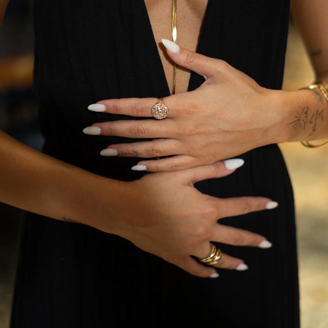 Gold Radiant Cluster Swarovski Crystal Gold Adjustable Ring, Size 8 For Sale - Image 8 of 11