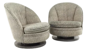 1960s Milo Baughman for Thayer Coggin Mid-Century Swivel Rocking Accent Chairs