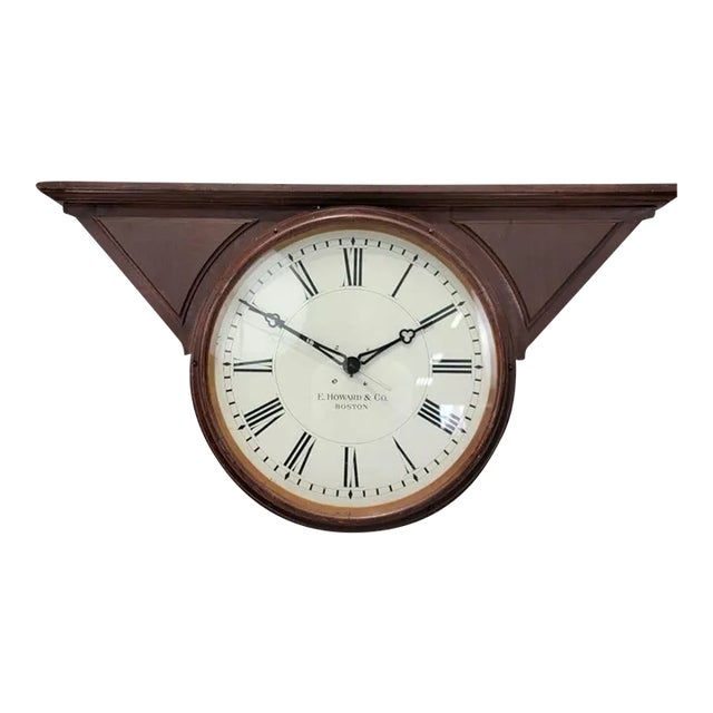 Antique Large E. Howard & Co. Oak Cased Double Sided Top Mount Bank Clock For Sale