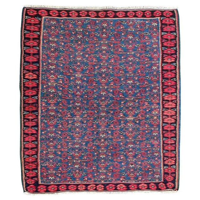 Vintage Senneh Kilim Flat Rug For Sale - Image 14 of 14