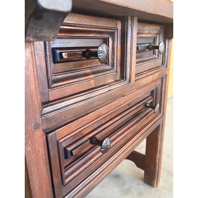 19th Century Rustic Artisan Made Pyrenees Mountains Side Three Drawers Table For Sale - Image 12 of 12