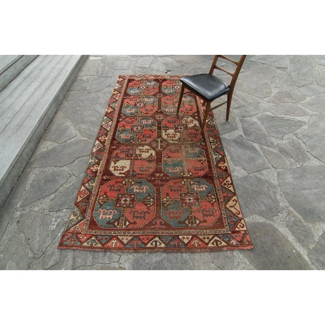 Late 19th Century House of Séance - 1890s Antique Karakalpak Turkmenistan Wool Pile Hand-Knotted Rug - 4’4” X 8'7" For Sale - Image 5 of 12